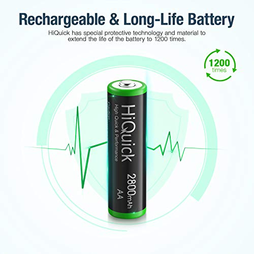 Hiquick 2800Mah Pre-Charged Aa Rechargeable Batteries (8 Pack) And 8-Bay Fast Charging Aaa Battery Charger For Nimh Nicd #TOP2