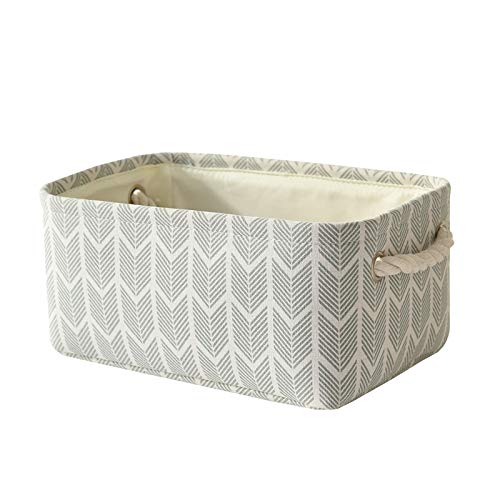 Locipe Small Storage Baskets for Storage, Fabric Baskets for Organizing,Decorative Storage Baskets for Shelf, Empty Gift Baskets with Handles,Storage Nursery Toys(Gray Wheat,11.8LÃ—7.9WÃ—5.2H)