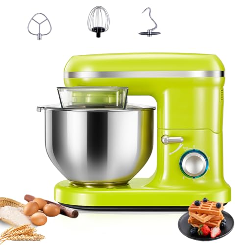Batidora de pie eléctrica de 1000 W con cabezal inclinable con cuenco de acero inoxidable de 5 L, batidor, gancho de masa y batidor para hornear y cocinar