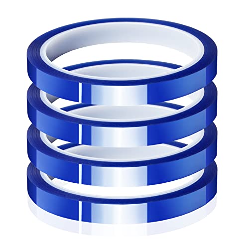 4 Rolls 10mm x33m(108ft) Blue Heat Tape High Temperature Heat Resistant Tape Heat Transfer Tape for Heat Sublimation Press No Residue and Heat Transfer Vinyl