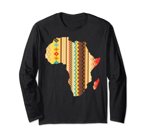 Joli tissu motif carte de l'Afrique Kente - Cadeau pour homme et femme - Amoureux africain Manche Longue