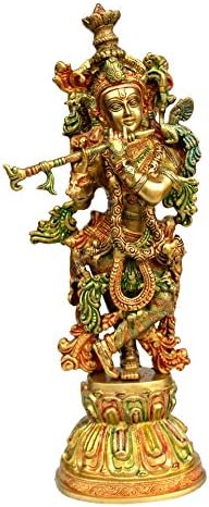 Esplanade Brass Action Radha Krishna Murti Idol Statue Sculpture Multi Colour (21") - Tall Sculpture for Home & Office Decor, Show Piece