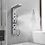 BWE Shower Panel Tower System with Body Jets Rainfall Waterfall Shower Head 6 IN 1 Stainless Steel Brushed Nickel Shower Panel with Tub Spout Temperature Display Wall Mount