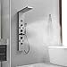 BWE Shower Panel Tower System with Body Jets Rainfall Waterfall Shower Head 6 IN 1 Stainless Steel Brushed Nickel Shower Panel with Tub Spout Temperature Display Wall Mount