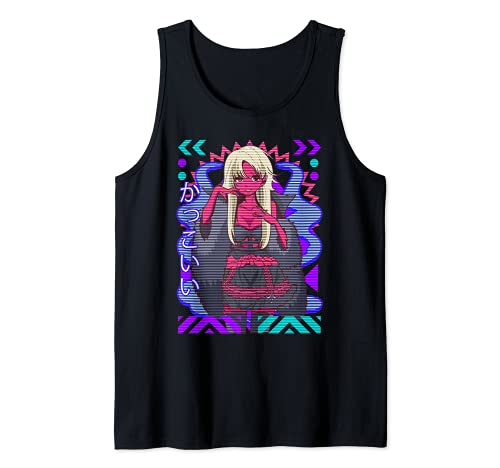 Aesthetic Vaporwave Anime Girl Kawaii Japanese Music Camiseta sin Mangas