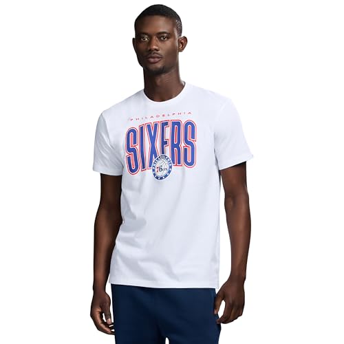 Game 7 x NBA Officially Licensed Men's Graphic Short Sleeve Lightweight Crew Neck Cotton T-Shirt, Philadelphia 76'ers, L, White