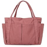 [imeetu] トートバッグ マザーズバッグ キャンバス トート レディース メンズ 肩掛けバッグ グローサリー 通学 帆布 大容量 多機能 無地 （Lサイズ 柔らかい赤色）