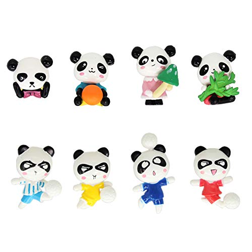 LW 8 Pcs Kawaii Panda Miniature Figurine Toys Figurines Playset, Cake Toppers, Cake Decoration
