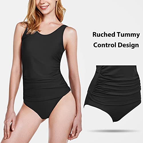image for BALEAF Women's Sporty Blouson Tankini Swimsuits Modest Full Coverage T