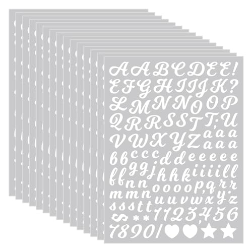 3040Pcs 20 Sheets Small Letter Number Stickers 0.5inch Colorful Self-Adhesive Vinyl Waterproof Mailbox Number Stickers Windows Doors Signs Scrapbook (White (Writing Style))
