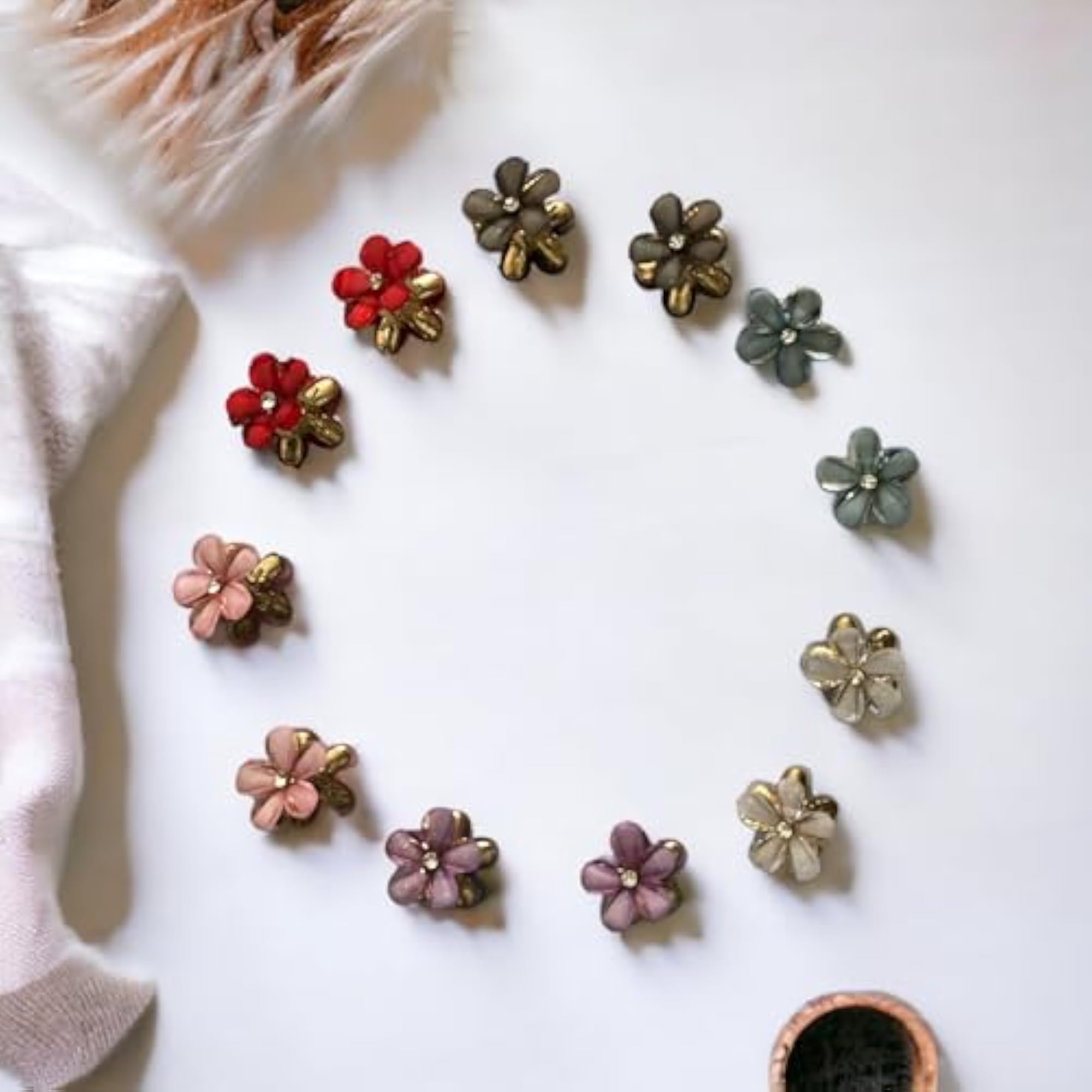 12 Pcs Tiny Flower Hair Claw Clips for Women, Multicolor