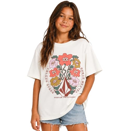 Image of Volcom Girls Shirts - Casual Crewneck Short Sleeve Graphic Tee Trendy Tops - Breathable Girls Summer Clothes