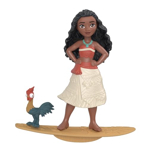 Image of Disney Princess Toys, Moana Small Doll with Heihei Figure, Customizable Waveboard Accessory & Stickers, Inspired by Disney Moana Movie