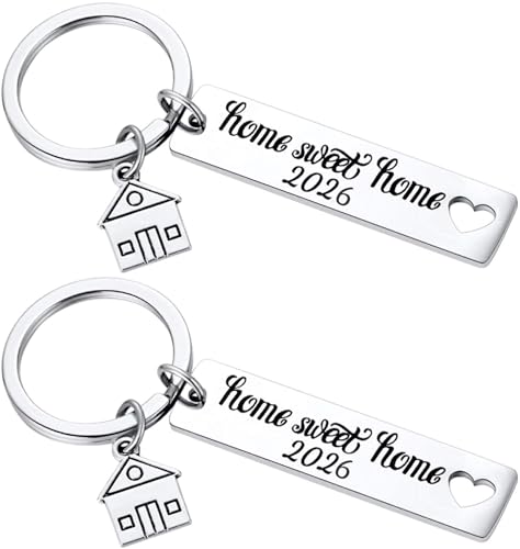 Kvekstio 2PCS 2026 Home Sweet Home Key Chain Housewarming Presents, New Homeowner Keychain Closing Gift Ideas, Real Estate Gifts From Agent For Client Congratulations