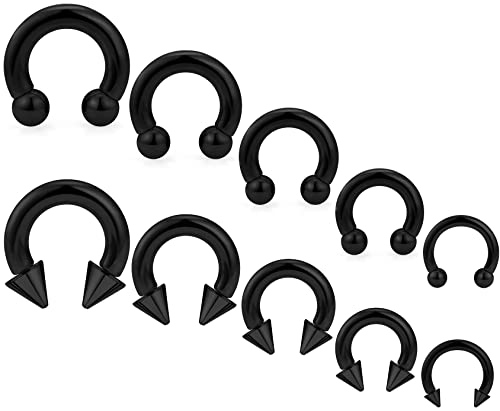 Ocptiy 6G 8G 12G 14G 16G Septum Ear Earrings Gauges Stretching Piercing Kit 316L Surgical Steel Internally Threaded Pierced Body Jewelry for Women 10mm 12mm 14mm 16mm