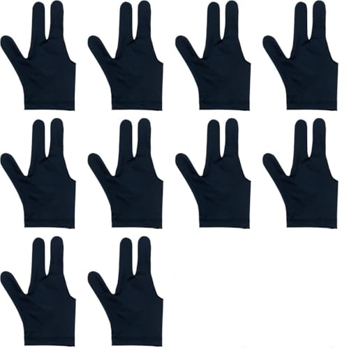 HIDOSNG 10PCS Billiard Gloves Black Both Hands Suitable Snooker Pool Gloves