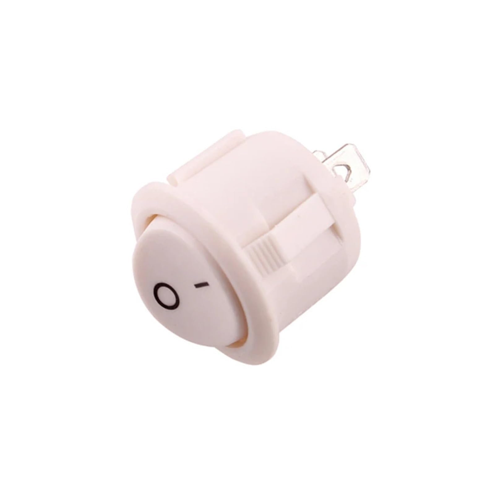 Interruptor Basculante Circular De Encendido/Apagado 2 Pines 20mm Diámetro 6A/250VAC 10A 125VAC Botón Plástico(White,1pcs)