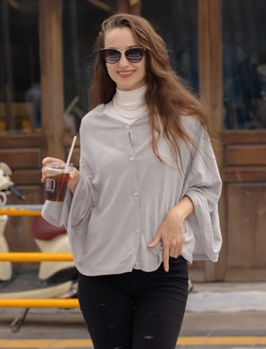MissShorthair Women's Lightweight Knitted Scarf Poncho Sweater Cape Shawl Versatile Spring Summer Ponchos Wraps - Thumbnail 2