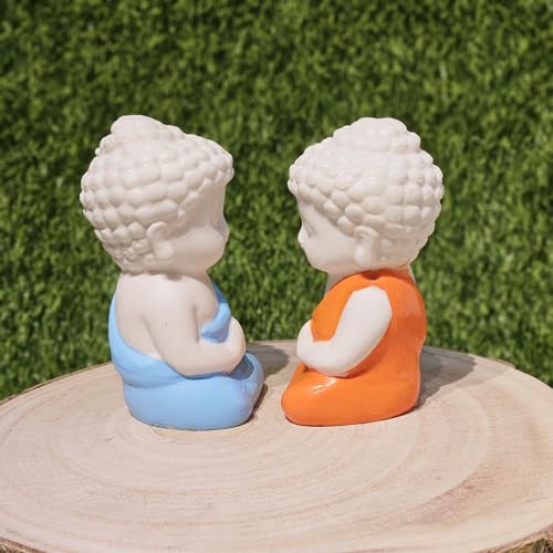 Image of Miniature Buddha Set of 2 for Home Decor Mini Garden Dollhouse Accessories Zen Figurines Resin Buddha Statues for Tabletop Office Shelf Gifting