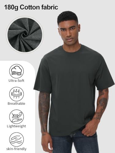 Image of KEEPSHOWING Mens Oversized Short Sleeve T-Shirts Cotton Loose Fit Tees