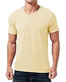 QUALFORT Herren T-Shirt aus Bambus mit V-Ausschnitt, 08-light yellow, Groß