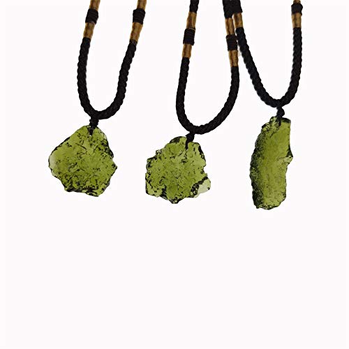 1Pcs Moldavite Irregular Natural Stone Gemstone Crystal Meteorite Pendant Necklace Handmade Handwoven Rope Chain Citrine Necklaec for Women Men Energy Jewelry Gift2