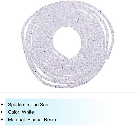 MECCANIXITY 5 Yard 6mm 0.24 inch Glitter Sequins Rope Sequins Rhinestone Tube Cord for DIY Wedding Dresses Costume Clothing Shoes Jewelry Accessory White - 2