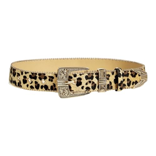 Western Leopards Pattern Belt For Women With Beaded Trim Belt For Jeans Pants Decorative Belt Fashion Waistband