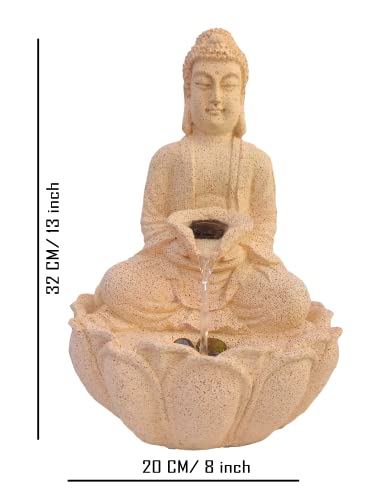 Image of Decorative Buddha Water Fountain for Home Decor, Office, Indoor & Outdoor, Garden, Puja Room, Vaastu, Reception, Spa, Gifting. (Yellow Buddha C-030)