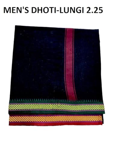 Image of Rameshwaram Fabrics 2.25 Mtr Cotton Lungi Dhoti for Men