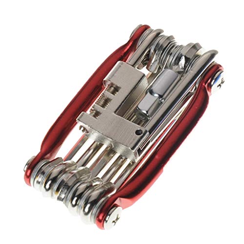 Juego de reparación de herramientas para bicicletas 11 en 1 Kit de herramientas de reparación de bicicletas Llave Destornillador Cadena Herramienta multifunción para bicicletas de acero al carbono (C