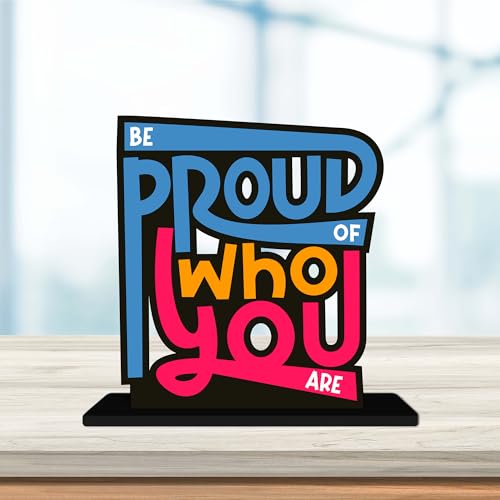 Image of Artvibes Be Proud of Who You Are Quotes Table Decor for Office Desk | Home Decoration Items | Living Room | Modern Art Wooden Showpiece Decorative Gift item (SP 1183)