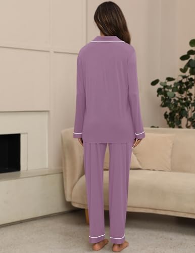 Image of ZMJ Womens Pajamas Sets 2 Piece Long Sleeve and Pant Pj Sets Button Up Sleepwear