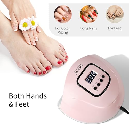 Image of JODSONE Pink U V Nail Lamp for Gel Nail Polish Manicure Light with 4 Timers & Automatic Sensor Nail Dryer Curing LED Light