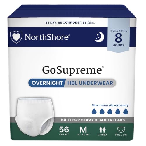 Sleep Through the Night: 9 Best Overnight Incontinence Underwear Heavy Absorbency 4 NorthShore GoSupreme 8-Hour Overnight Underwear, White, Medium, 56 Count