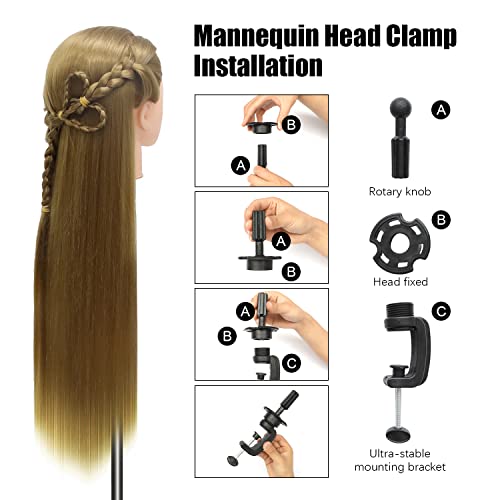 Styling Head 28 inch Hairdresser Training Head 100% Synthetic Fiber Hair Styling Head - Image 4