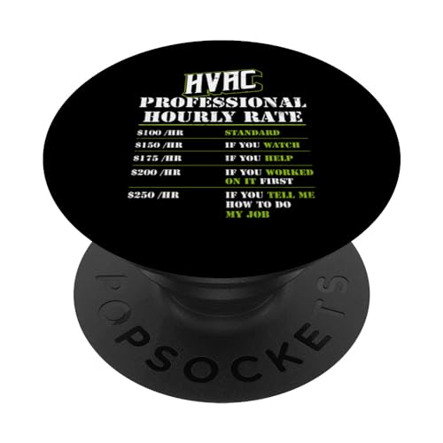 Professional Hvac Tech Hourly Rate AC Repairman Designer PopSockets Standard PopGrip