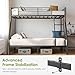 Cyranture Bunk Beds Twin Over Full Size, Heavy Duty Bunk Beds with Bottom Space & Guardrail Metal Bunk Bed Frame for Adults Dorm Bedroom Guest Room, No Box Spring Needed（Upgrate Black）