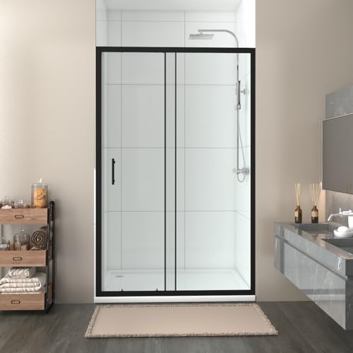 NRG 1200 x 1900mm Shower Enclosures Single Sliding Shower Door Matte Black Framed
