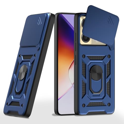 Image of Outlouders Back Cover for Infinix Note 40 Pro 5G | D10 Tough Armor 360 Protection Case with Sliding Camera Shield & Ring Holder Stand Bumper Case (Blue)