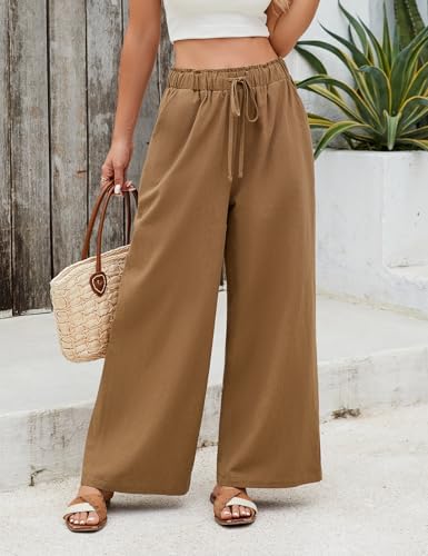 Niwicee Lichte Zomerbroek Voor Dames, 7/8, Van Katoen, Comfortabele Brede Pijpen Met Elastische Tailleband, Haremstijl Met Zakken Voor Het Strand