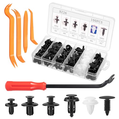 Bczhieulw Clips grapas coche - 6 tipos diferentes de clips del panel de la puerta y clips de plástico de moldura del parachoques universal, conjunto de 105 piezas