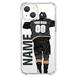 VNGDA DIY Custom Name & Number Ice Hockey Team Clear Case for iPhone17 Air 16 15 Pro Max 14 13 Mini 12 11 Xs Max Xr SE3 8 7 6 Plus，with 4 Shockproof Corners Customized Phone Case(Vegas Grey)
