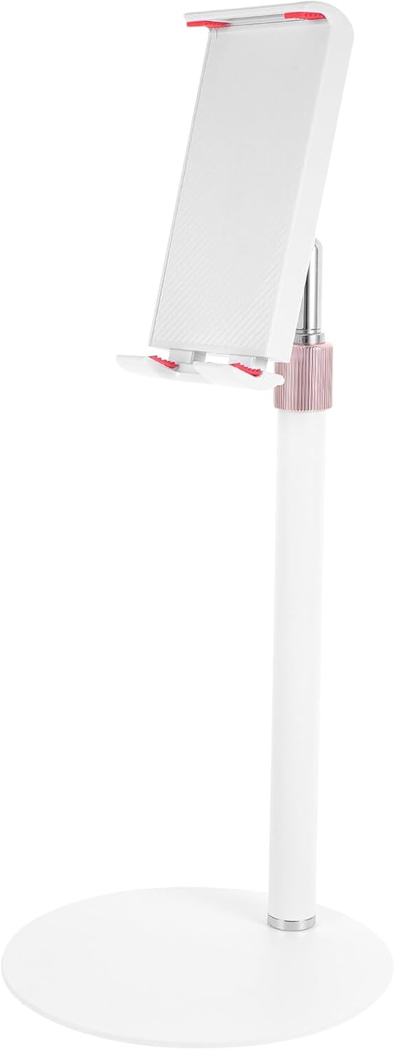 Adjustable White Desktop Phone and Tablet Stand Holder for Students, Multi-Functional Mobile Phone Bracket with Storage Rack Compatible for Office and Home UseNO.4901