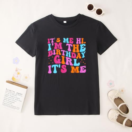 Image of Its Me Hi Im The Birthday Girl Its Me Birthday Girl Shirt Kid B-Day T-Shirt Party Tee Outfit Short Sleeve Tops 6-12Y