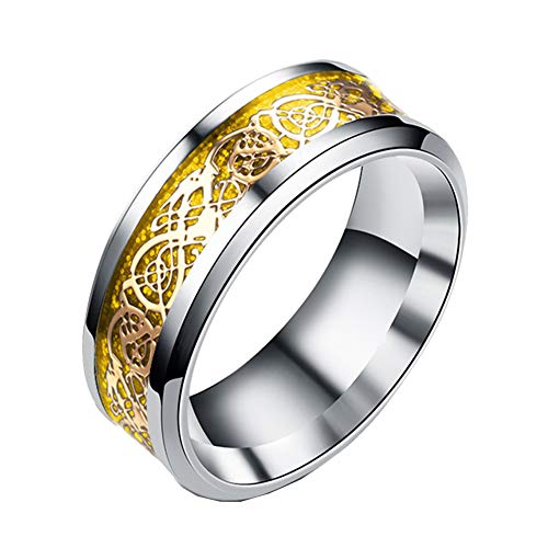 Image of HIJONES Unisex Carbide Fiber Celtic Dragon Spinner Ring Stainless Steel Wedding Spins Band