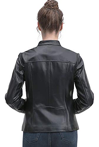 Bgsd Women Zip Front New Zealand Lambskin Leather Jacket Black Plus Size 0X Petite Xx-Large Petite #TOP4