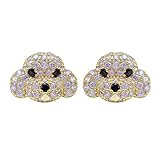 Hiqmic 925 Sterling Silver Cute Dog Puppy Zirconia Earrings Ear Stud Piercing Yellow Gold Plated Fashion Jewelry Gifts WK90055-G Light Purple