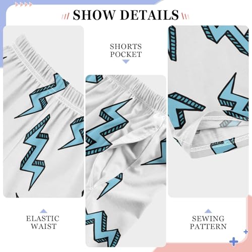 Boys' Pants Doodle Blue Lightning Bolt Long Bottoms Jogger Pants Elastic Waist Trousers with Pockets S-XL4