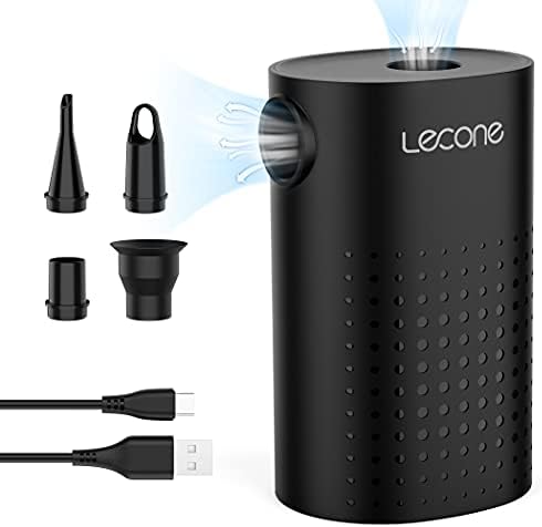 Electric Air Pump,Lecone Portable Quick Air Pump for Inflatables with 4 Nozzles, 4000mAh Battery USB Rechargeable Inflator Deflator for Air Mattress Bed, Swimming Ring, Inflatable Pool Toy and Camping